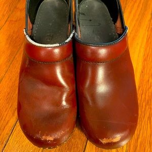 Dark red Dansko clogs